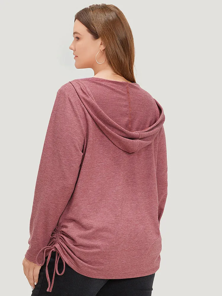 Plain Heather Pocket Drawstring Hooded Sweatshirt sold by Bloomchic product image thumbnail 3