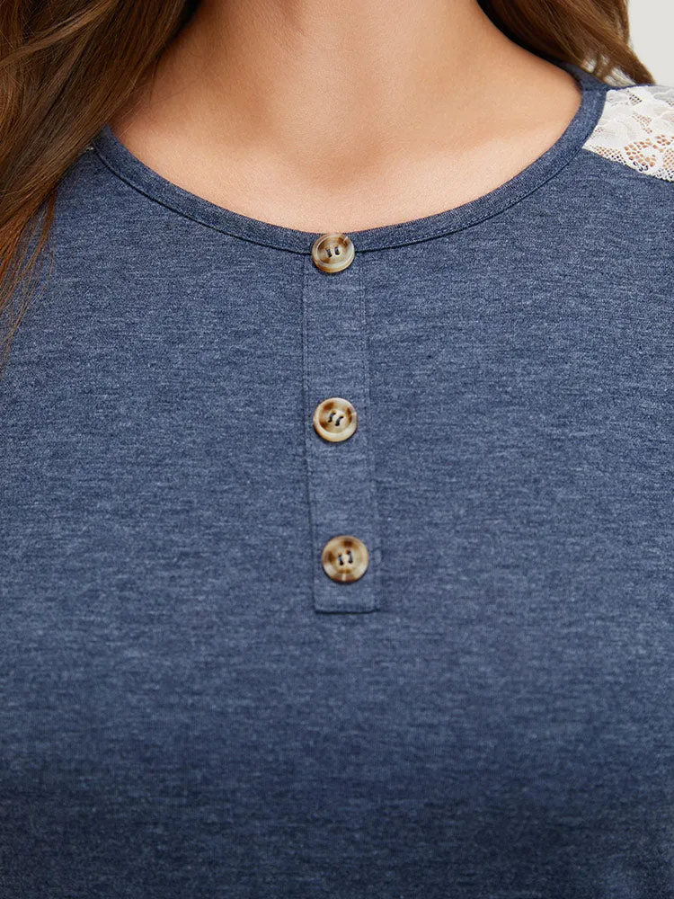 Solid Crochet Lace Pocket Button Detail Sleep Dress sold by Bloomchic product image thumbnail 5