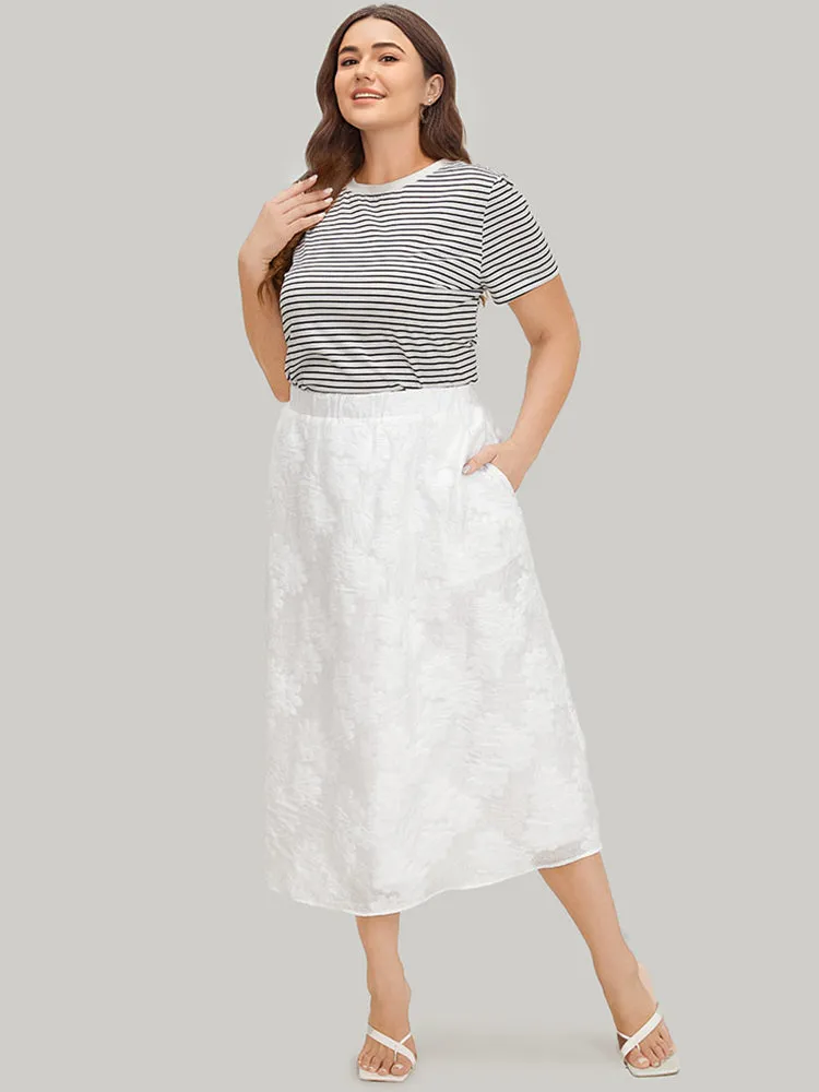 Solid Floral Print Pocket Midi Skirt sold by Bloomchic product image thumbnail 4