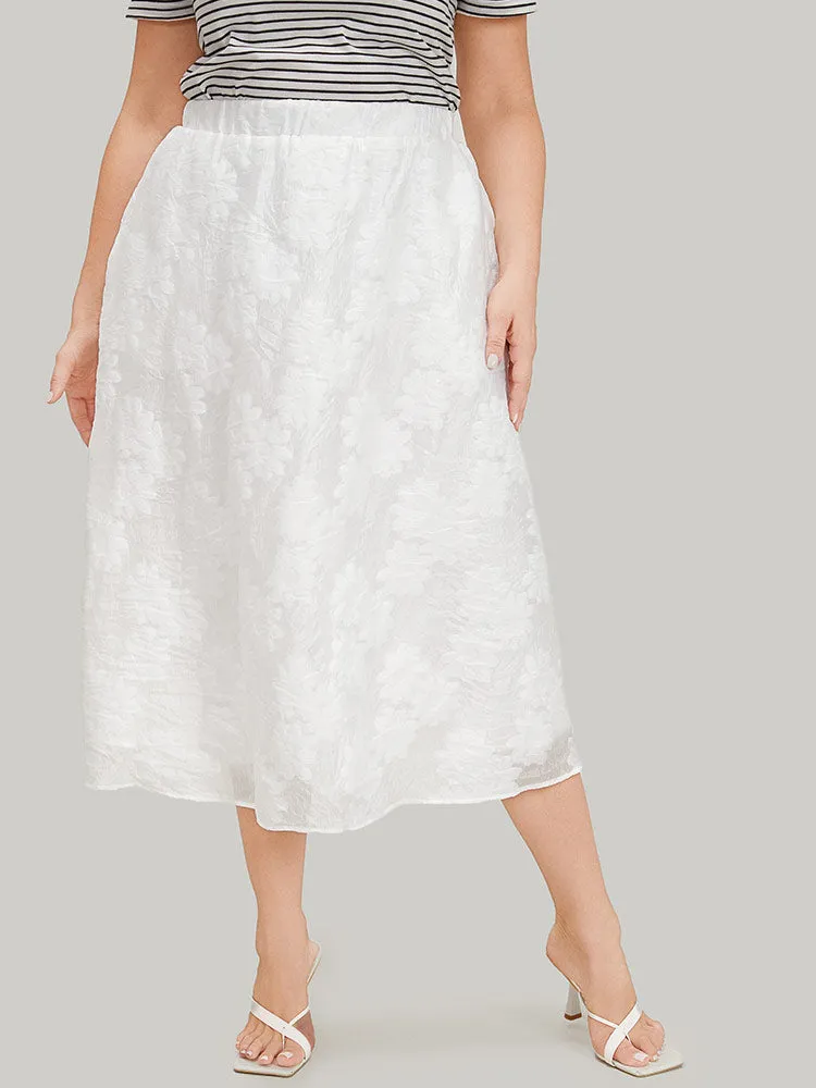 Solid Floral Print Pocket Midi Skirt sold by Bloomchic