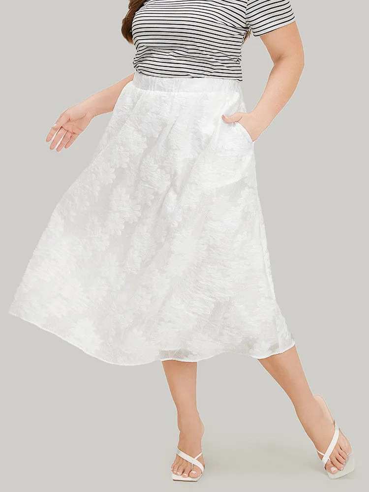 Solid Floral Print Pocket Midi Skirt sold by Bloomchic product image thumbnail 3