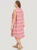Tie Dye Striped Pocket V Neck Arc Hem Tank Dress sold by Bloomchic
