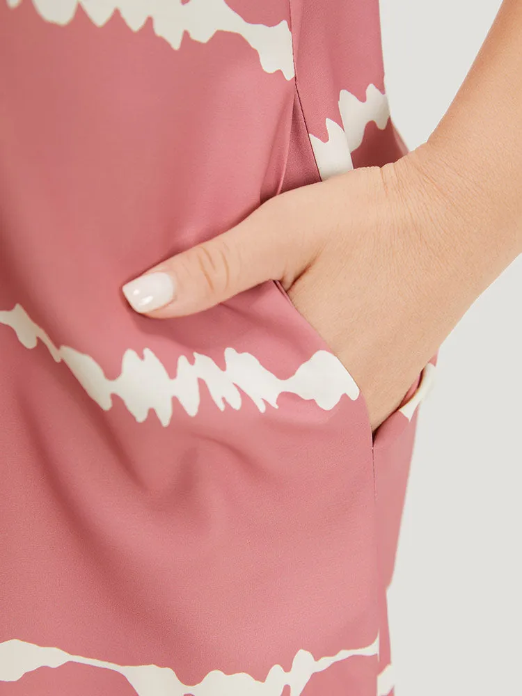 Tie Dye Striped Pocket V Neck Arc Hem Tank Dress sold by Bloomchic product image thumbnail 5