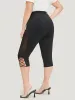 Plain Crisscross Mesh Patchwork Cropped Leggings sold by Bloomchic