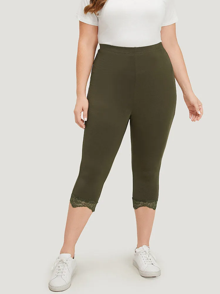 Plain Lace Patchwork High Rise Leggings sold by Bloomchic