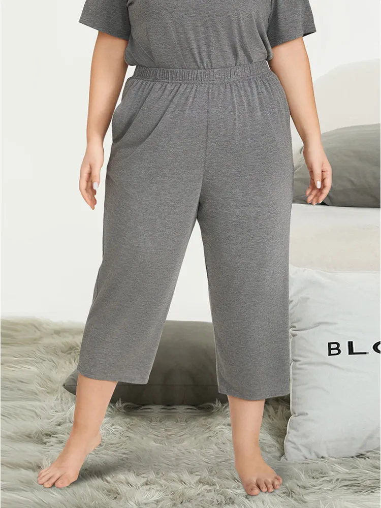 Solid Pocket Elastic Waist Sleep Pants sold by Bloomchic product image thumbnail 4