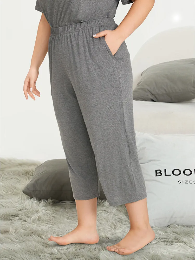 Solid Pocket Elastic Waist Sleep Pants sold by Bloomchic product image thumbnail 3