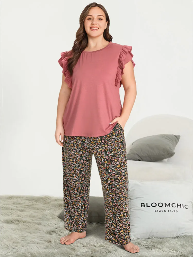 Ditsy Floral Pocket Elastic Waist Sleep Pants sold by Bloomchic product image thumbnail 2
