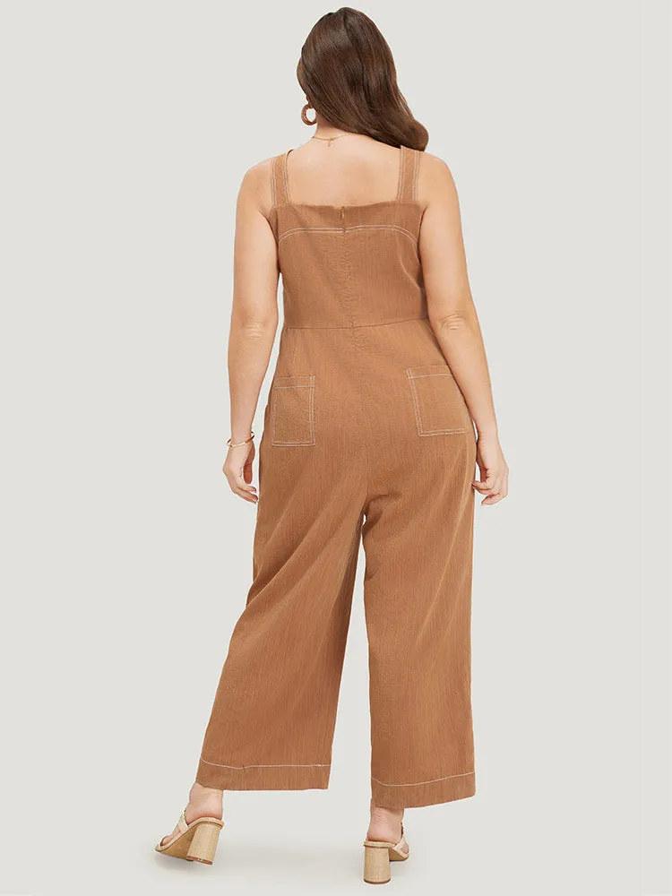 Solid Button Detail Pocket Stitch Zipper Cami Jumpsuit sold by Bloomchic product image thumbnail 4