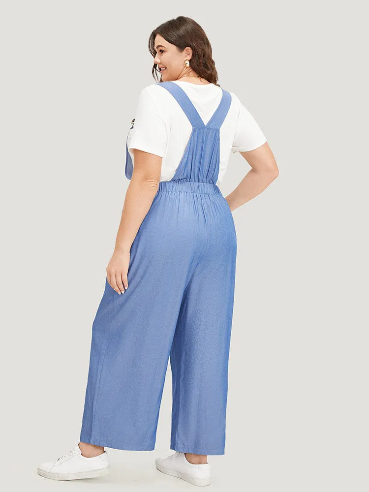 Solid Patched Pocket Gathered Overall Jumpsuit sold by Bloomchic product image thumbnail 4