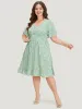 Ditsy Floral Plicated Detail Ruffles Wideband Waist Dress sold by Bloomchic