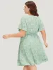 Ditsy Floral Plicated Detail Ruffles Wideband Waist Dress sold by Bloomchic