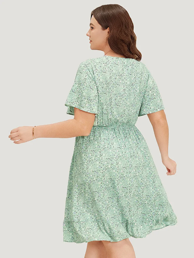Ditsy Floral Plicated Detail Ruffles Wideband Waist Dress sold by Bloomchic product image thumbnail 5