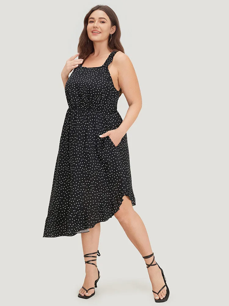 Polka Dot Square Neck Ruffle Asymmetrical Hem Cami Dress sold by Bloomchic product image thumbnail 2