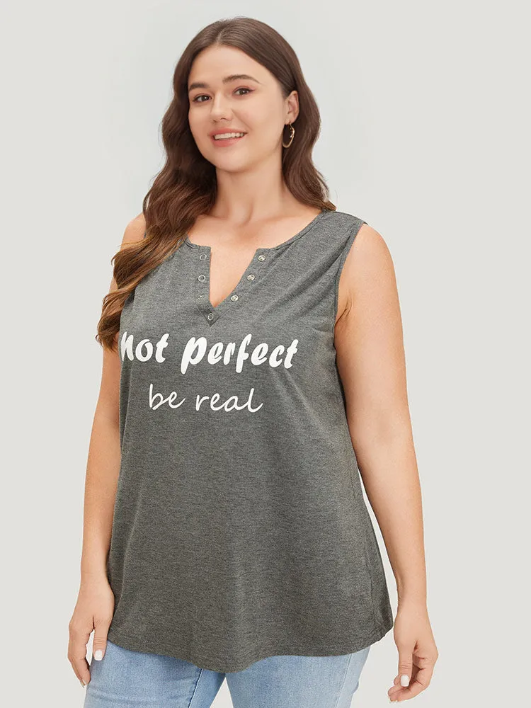 Letter Print Button Notched Tank Top sold by Bloomchic product image thumbnail 4