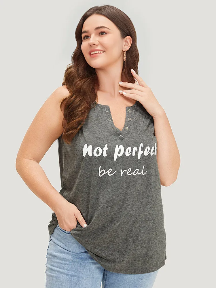 Letter Print Button Notched Tank Top sold by Bloomchic product image thumbnail 5