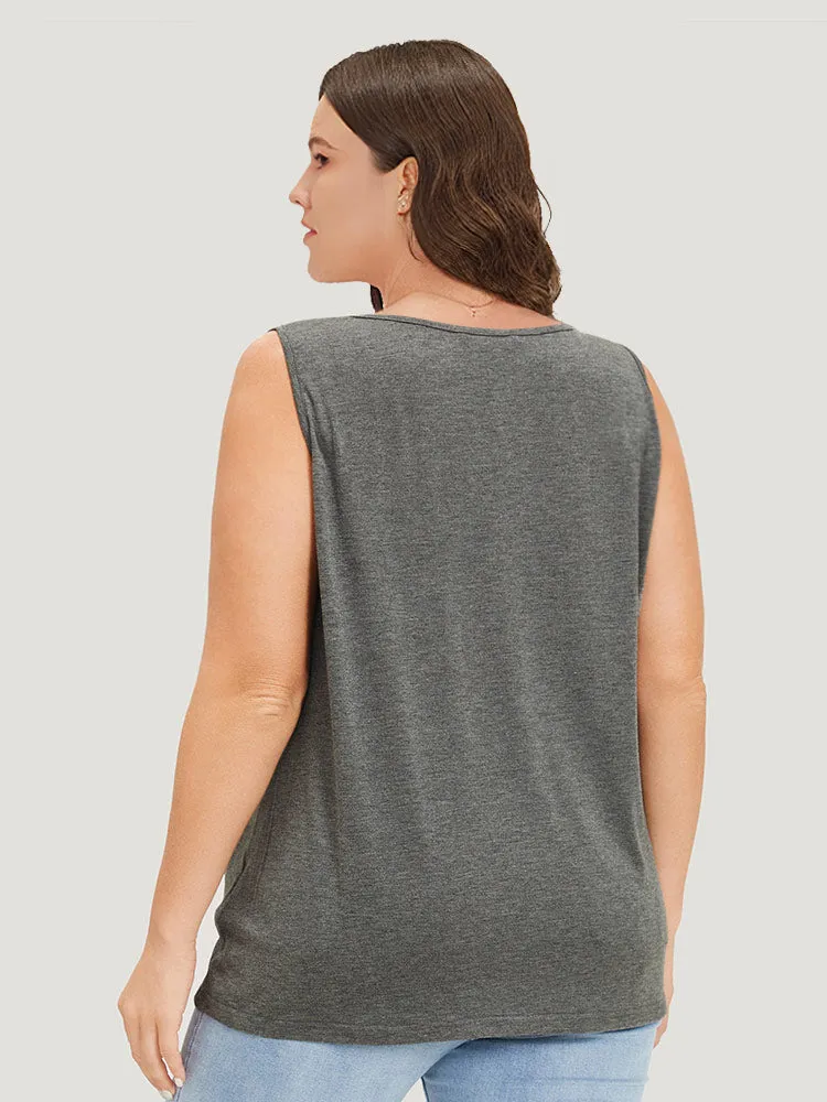 Letter Print Button Notched Tank Top sold by Bloomchic product image thumbnail 2