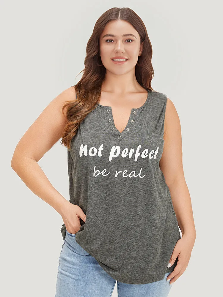 Letter Print Button Notched Tank Top sold by Bloomchic product image thumbnail 3