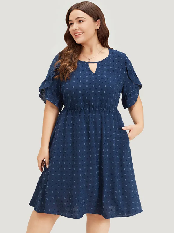 Polka Dot Pocket Cut Out Petal Sleeve Dress sold by Bloomchic