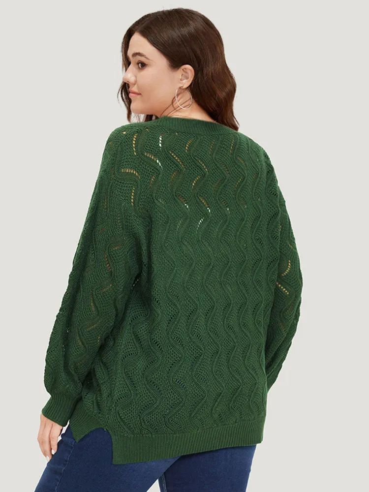 Plain Hollow Out V Neck Pullover sold by Bloomchic product image thumbnail 2