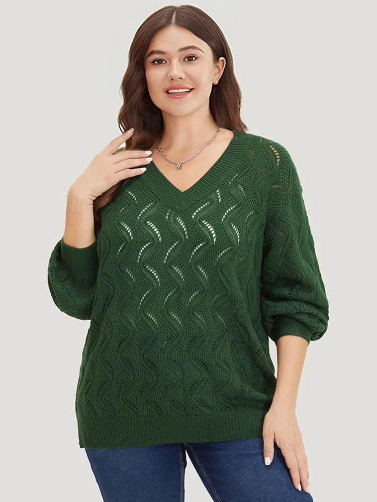 Plain Hollow Out V Neck Pullover sold by Bloomchic product image thumbnail 4