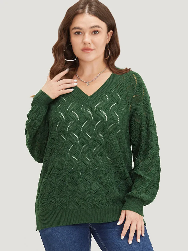 Plain Hollow Out V Neck Pullover sold by Bloomchic product image thumbnail 5
