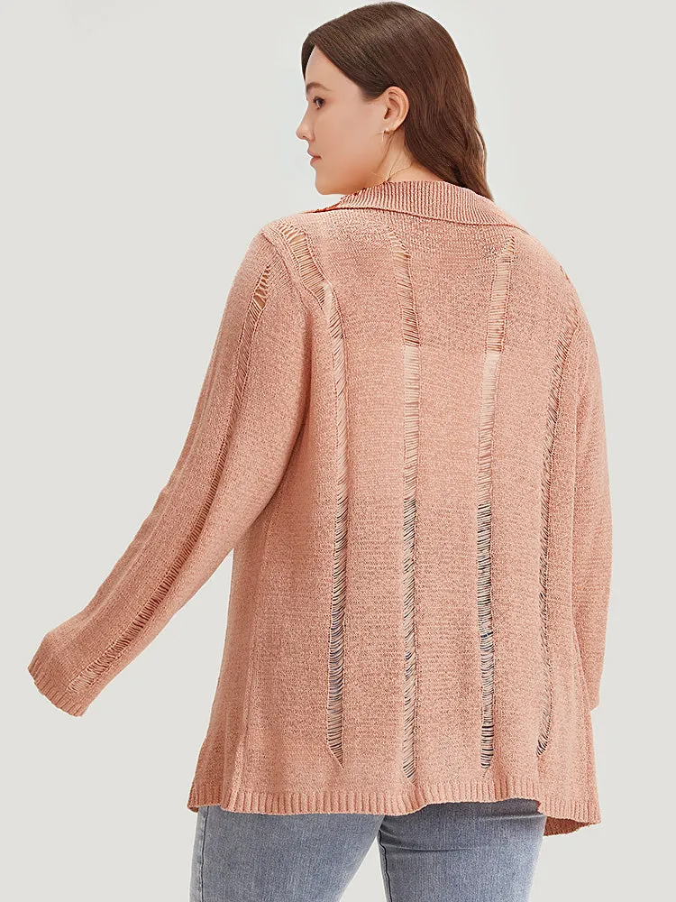 Solid Lapel Collar Button Up Mesh Cardigan sold by Bloomchic product image thumbnail 2