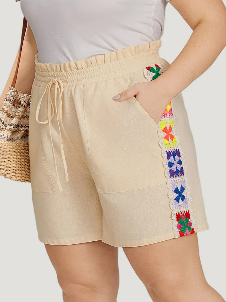 Bandana Patchwork Pocket Ties Paperbag Waist Shorts sold by Bloomchic