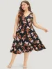 Floral Print Pocket V Neck Elastic Waist Sleeveless Dress sold by Bloomchic
