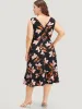 Floral Print Pocket V Neck Elastic Waist Sleeveless Dress sold by Bloomchic