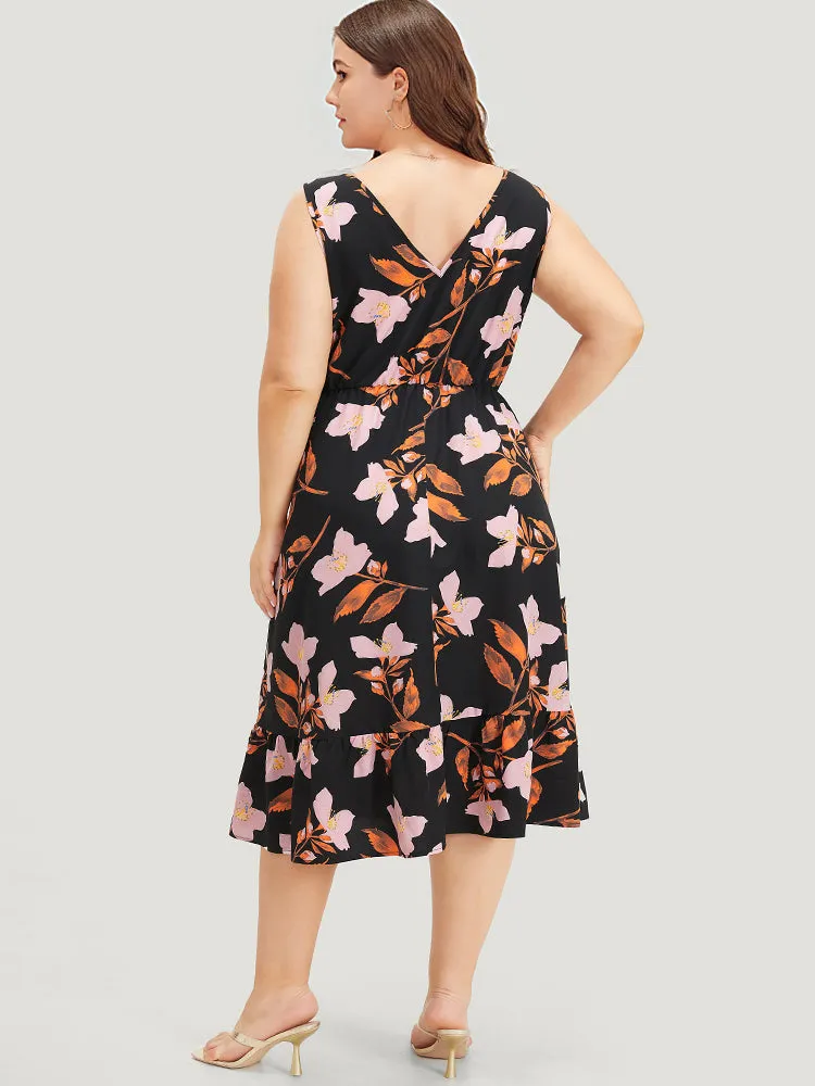 Floral Print Pocket V Neck Elastic Waist Sleeveless Dress sold by Bloomchic product image thumbnail 5