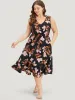 Floral Print Pocket V Neck Elastic Waist Sleeveless Dress sold by Bloomchic