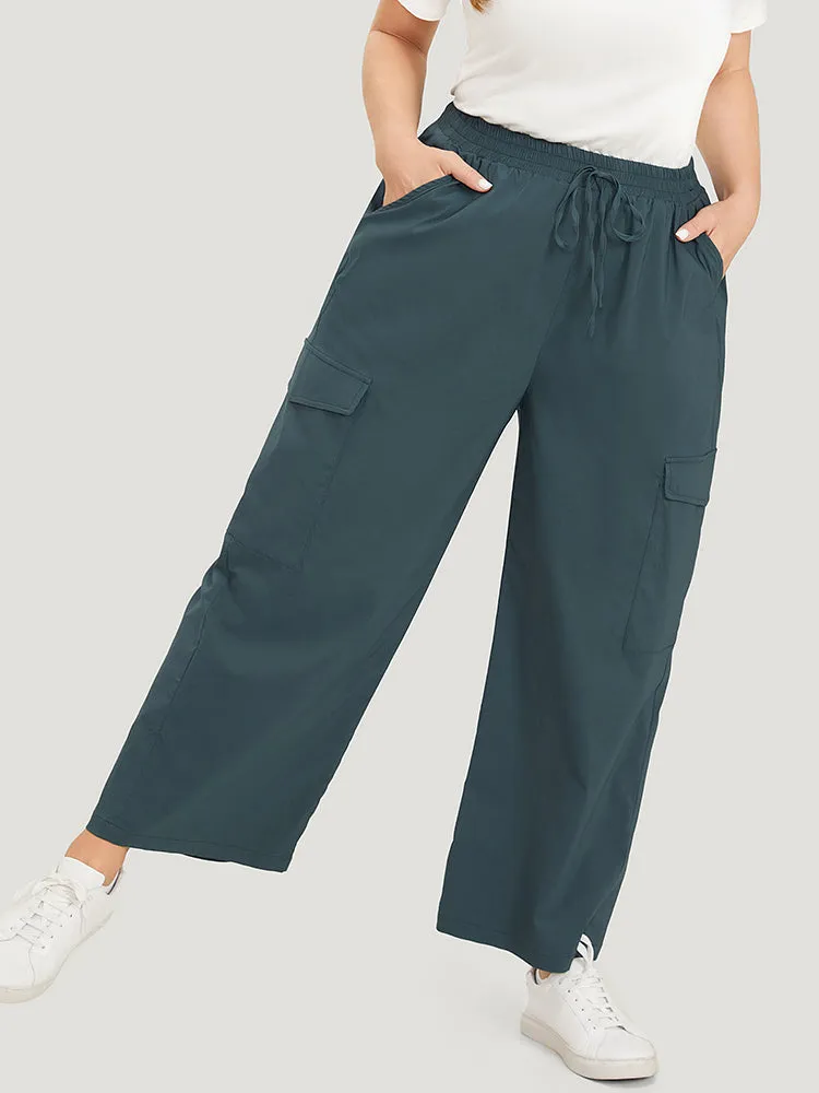 Plain Drawstring Patched Pocket High Rise Pants sold by Bloomchic product image thumbnail 5
