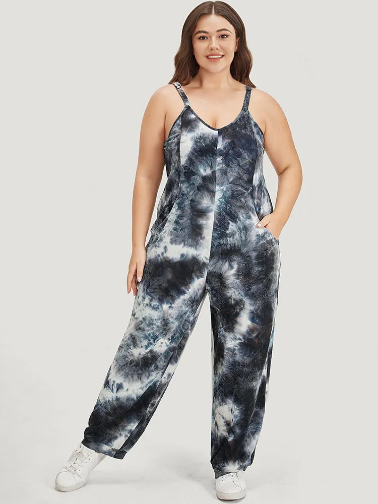 Tie Dye Pocket Patchwork Cami Jumpsuit sold by Bloomchic