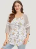 Floral Print Patchwork Raglan Sleeve T-shirt sold by Bloomchic