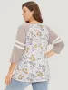 Floral Print Patchwork Raglan Sleeve T-shirt sold by Bloomchic