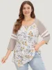 Floral Print Patchwork Raglan Sleeve T-shirt sold by Bloomchic