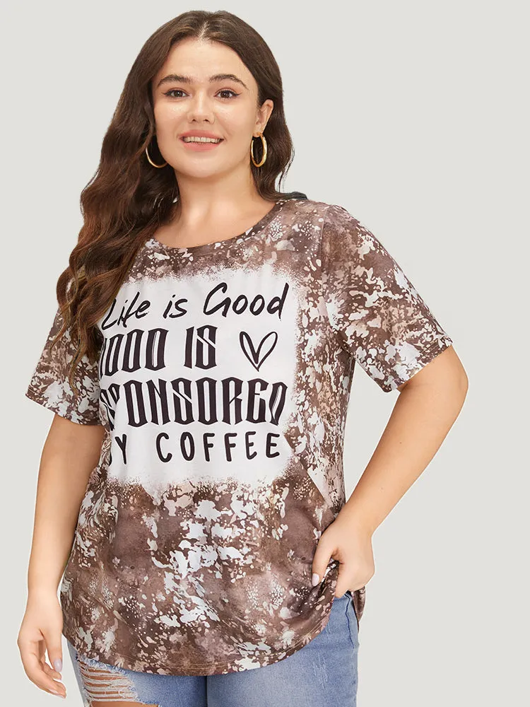 Letter Print Contrast Tie Dye Round Neck T-shirt sold by Bloomchic product image thumbnail 5