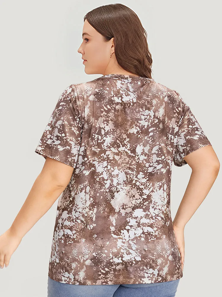 Letter Print Contrast Tie Dye Round Neck T-shirt sold by Bloomchic product image thumbnail 2