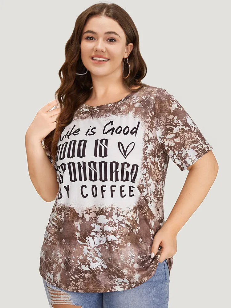 Letter Print Contrast Tie Dye Round Neck T-shirt sold by Bloomchic product image thumbnail 3