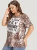 Letter Print Contrast Tie Dye Round Neck T-shirt sold by Bloomchic