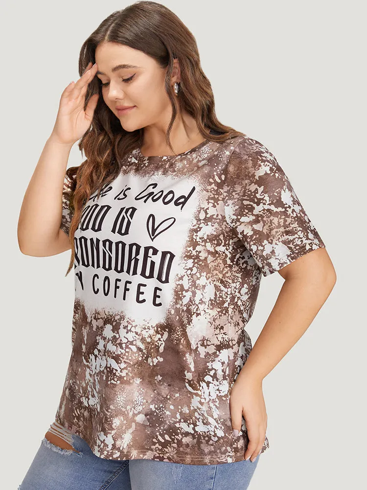 Letter Print Contrast Tie Dye Round Neck T-shirt sold by Bloomchic product image thumbnail 4