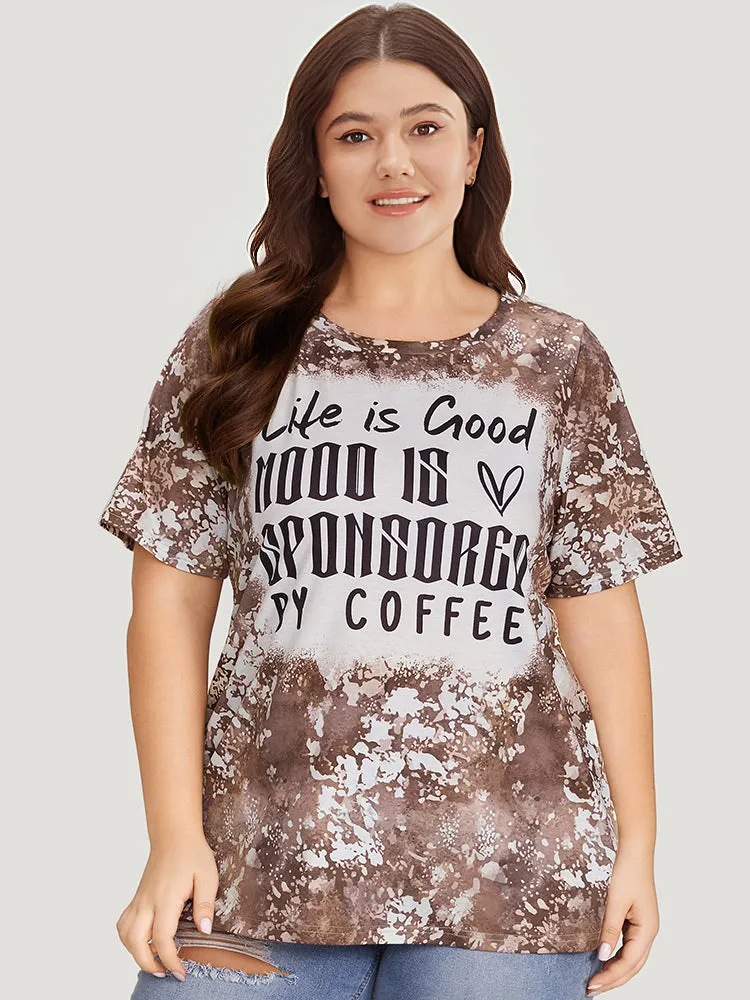 Letter Print Contrast Tie Dye Round Neck T-shirt sold by Bloomchic