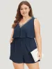 Solid Pocket Layered Front Zipper Tank Romper sold by Bloomchic