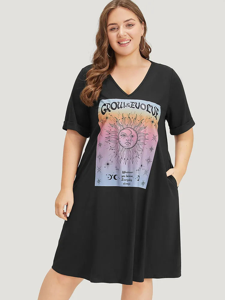 Supersoft Essentials Horoscope Print Pocket Roll Sleeve Dress sold by Bloomchic product image thumbnail 4