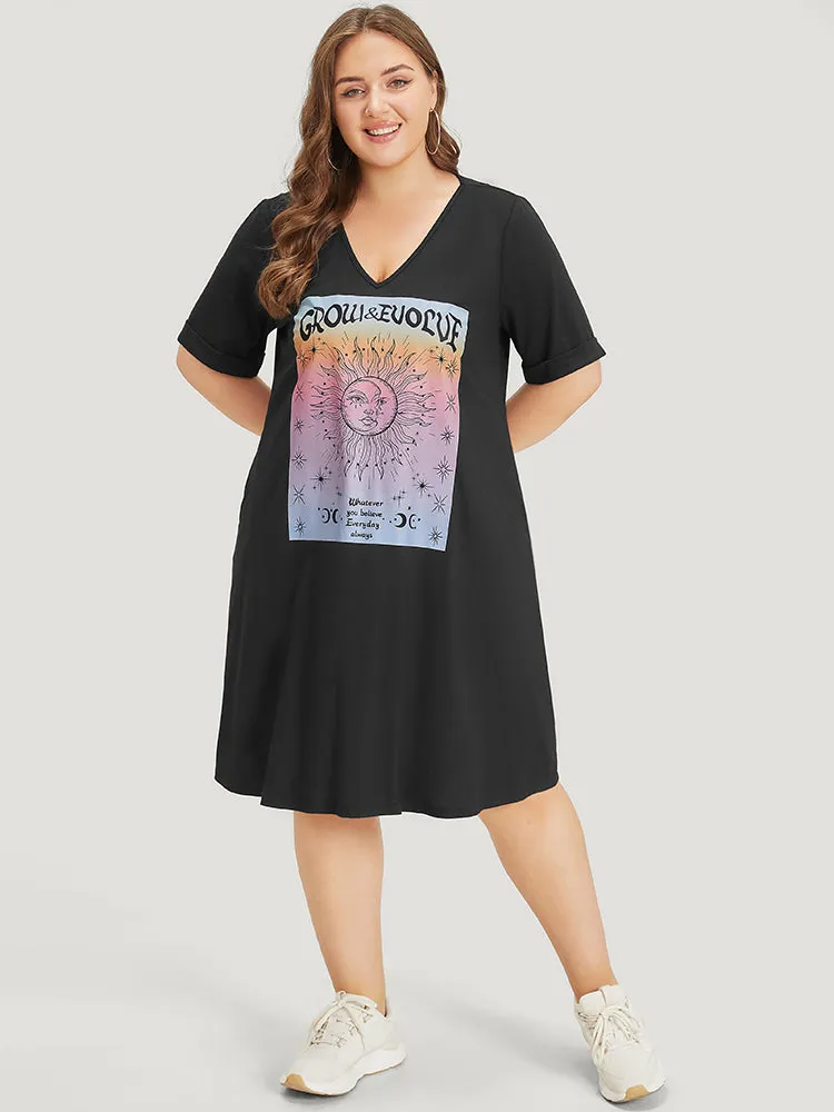 Supersoft Essentials Horoscope Print Pocket Roll Sleeve Dress sold by Bloomchic product image thumbnail 5