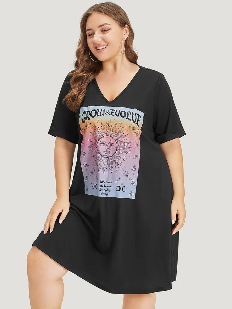 Supersoft Essentials Horoscope Print Pocket Roll Sleeve Dress sold by Bloomchic product image thumbnail 2