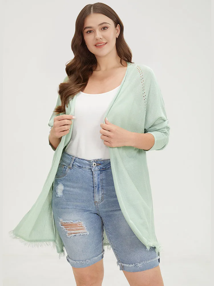 Solid Open Front Fringe Trim Cardigan sold by Bloomchic product image thumbnail 3