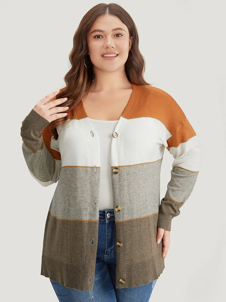 Supersoft Essentials Colorblock Contrast Button Up Lightweight Cardigan sold by Bloomchic product image thumbnail 5