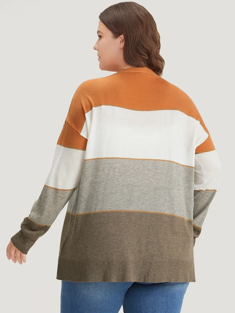 Supersoft Essentials Colorblock Contrast Button Up Lightweight Cardigan sold by Bloomchic product image thumbnail 2